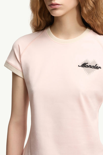 Moncler Heart Logo Cotton T-Shirt Light Pink Light Pink