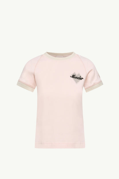 Moncler Heart Logo Cotton T-Shirt Light Pink Light Pink