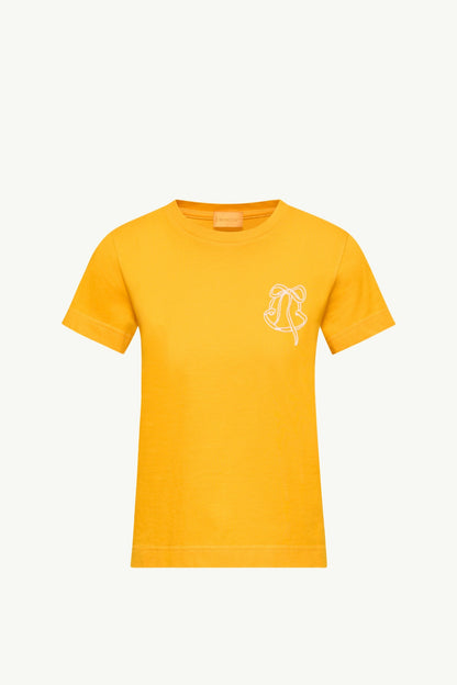 Moncler Embroidered Logo Cotton T-Shirt Yellow Yellow