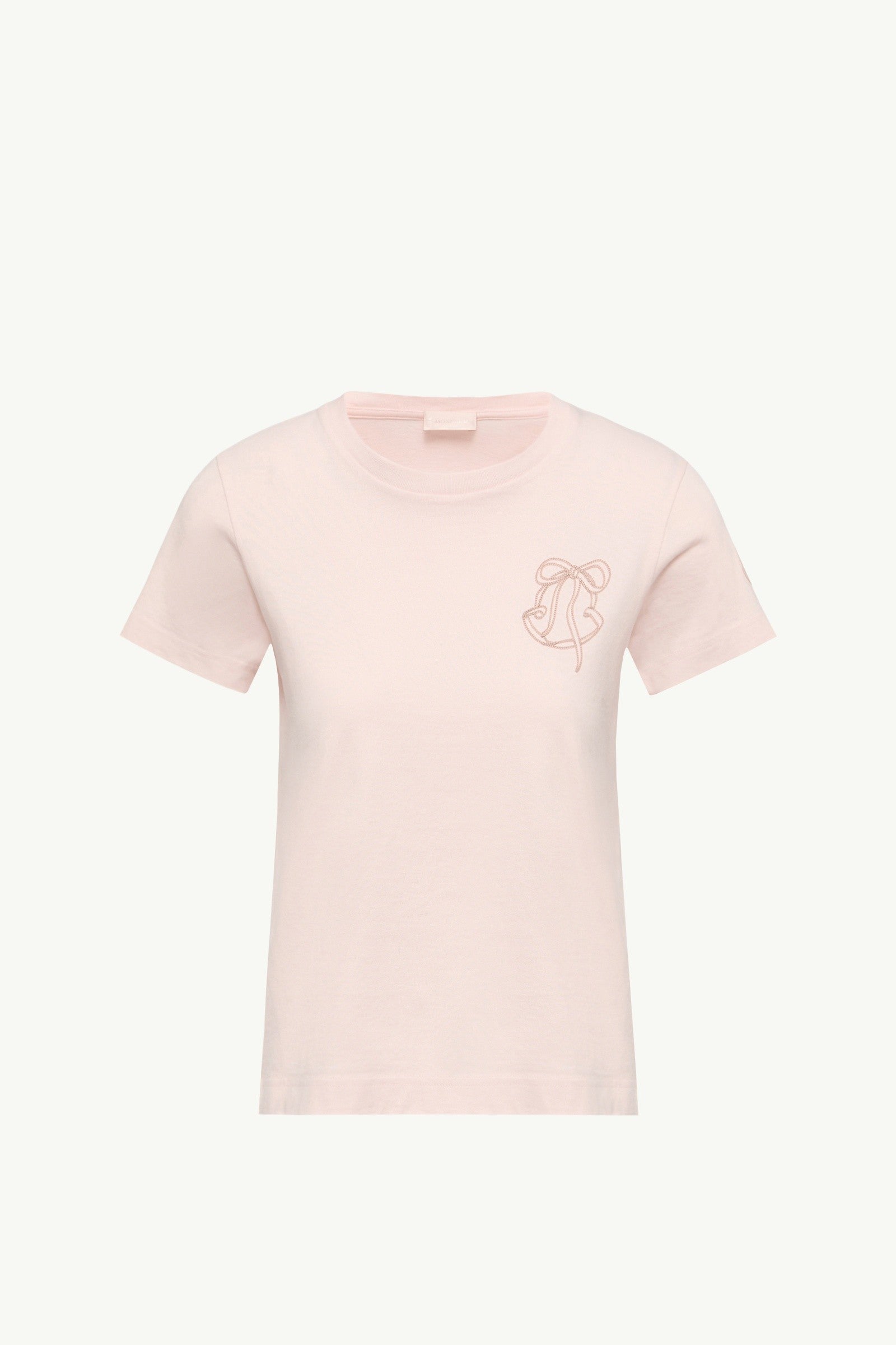 Moncler Embroidered Logo Cotton T-Shirt Light Pink Light Pink