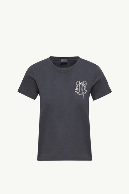 Moncler Embroidered Logo Cotton T-Shirt Night Blue Night Blue