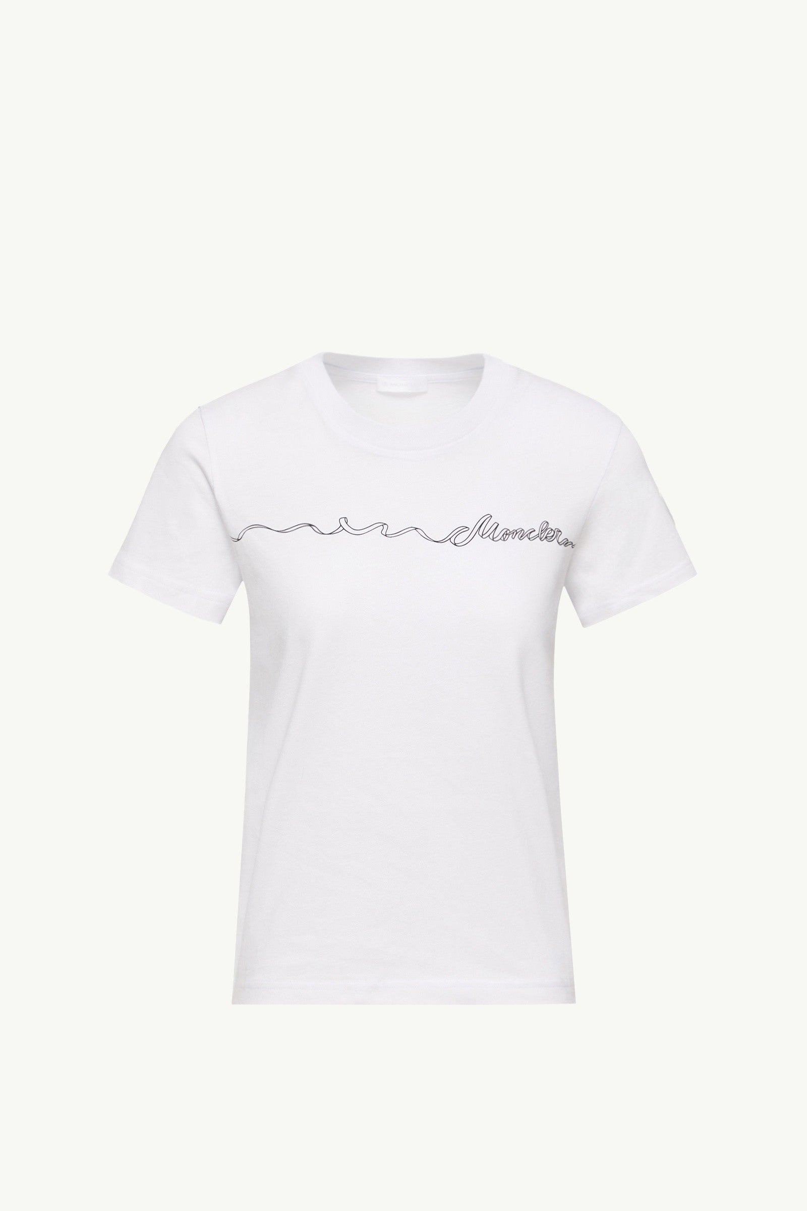 Moncler Ribbon Logo Cotton T-Shirt White White