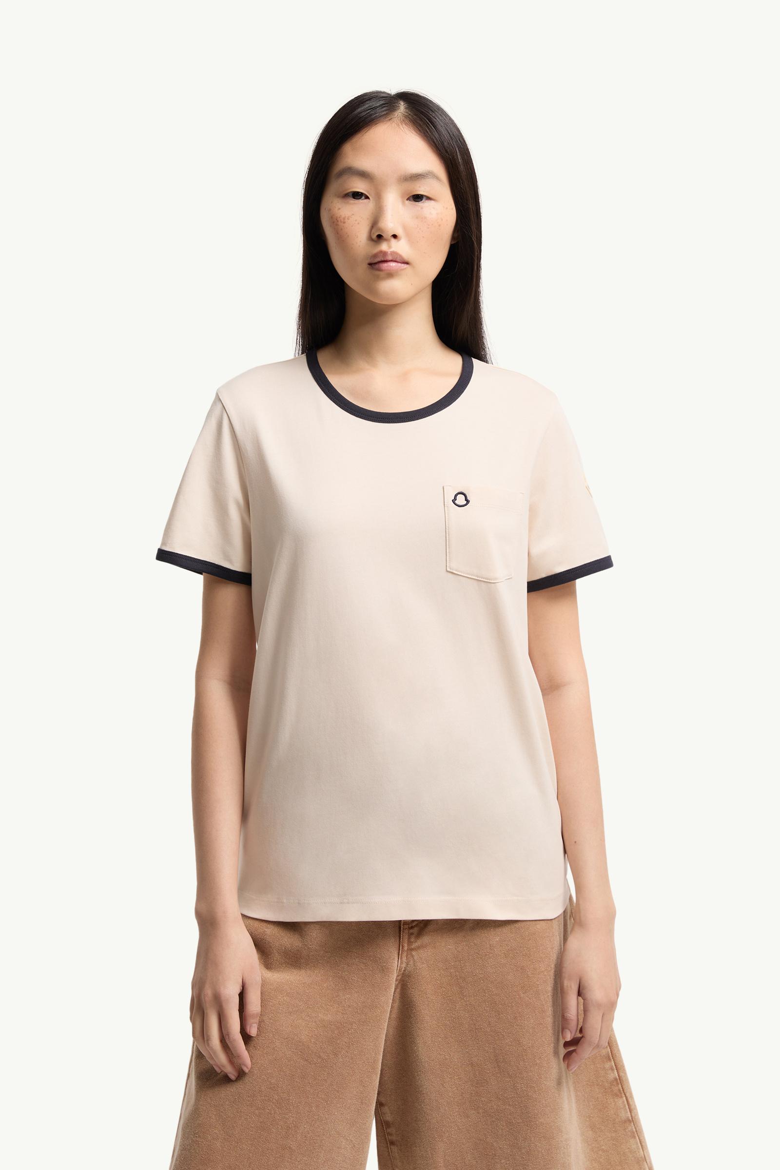 Moncler Embroidered Logo Cotton T-Shirt White White