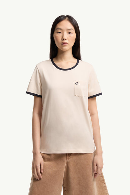 Moncler Embroidered Logo Cotton T-Shirt White White
