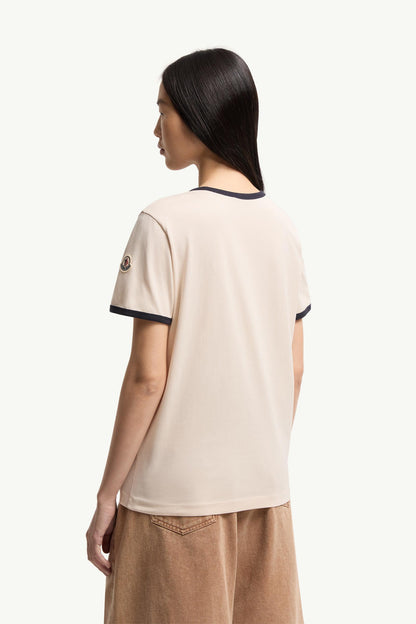 Moncler Embroidered Logo Cotton T-Shirt White White