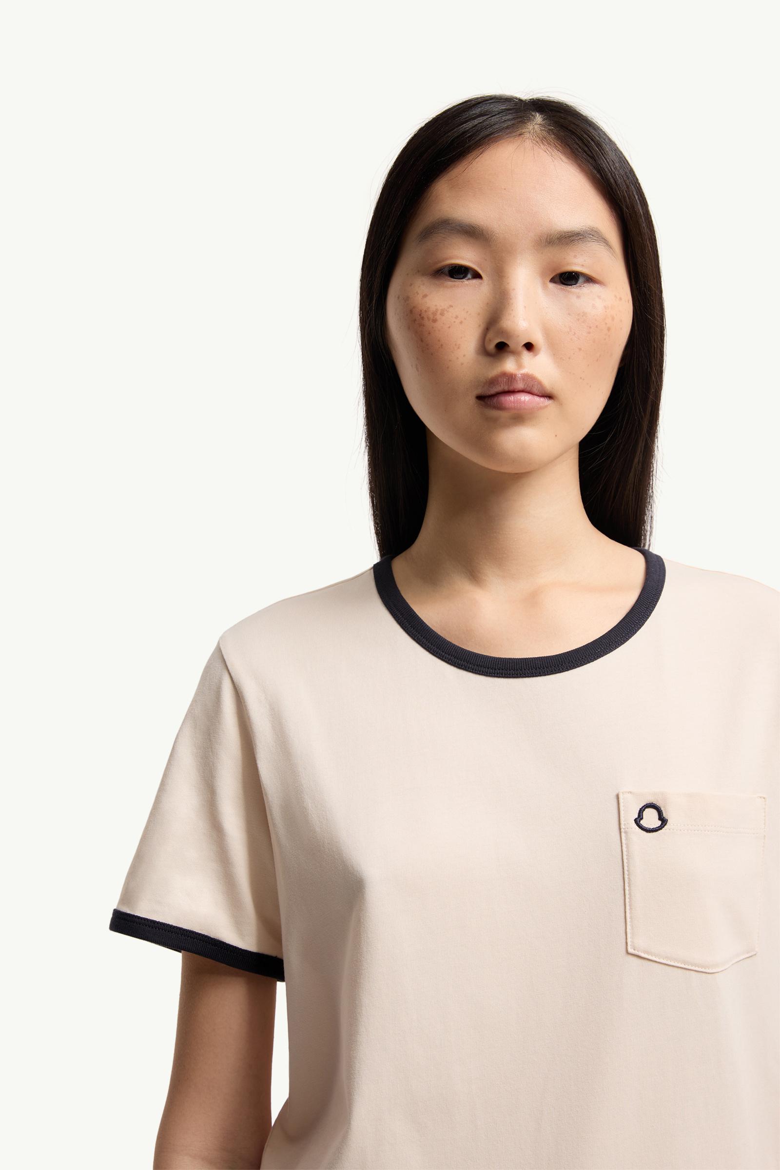 Moncler Embroidered Logo Cotton T-Shirt White White