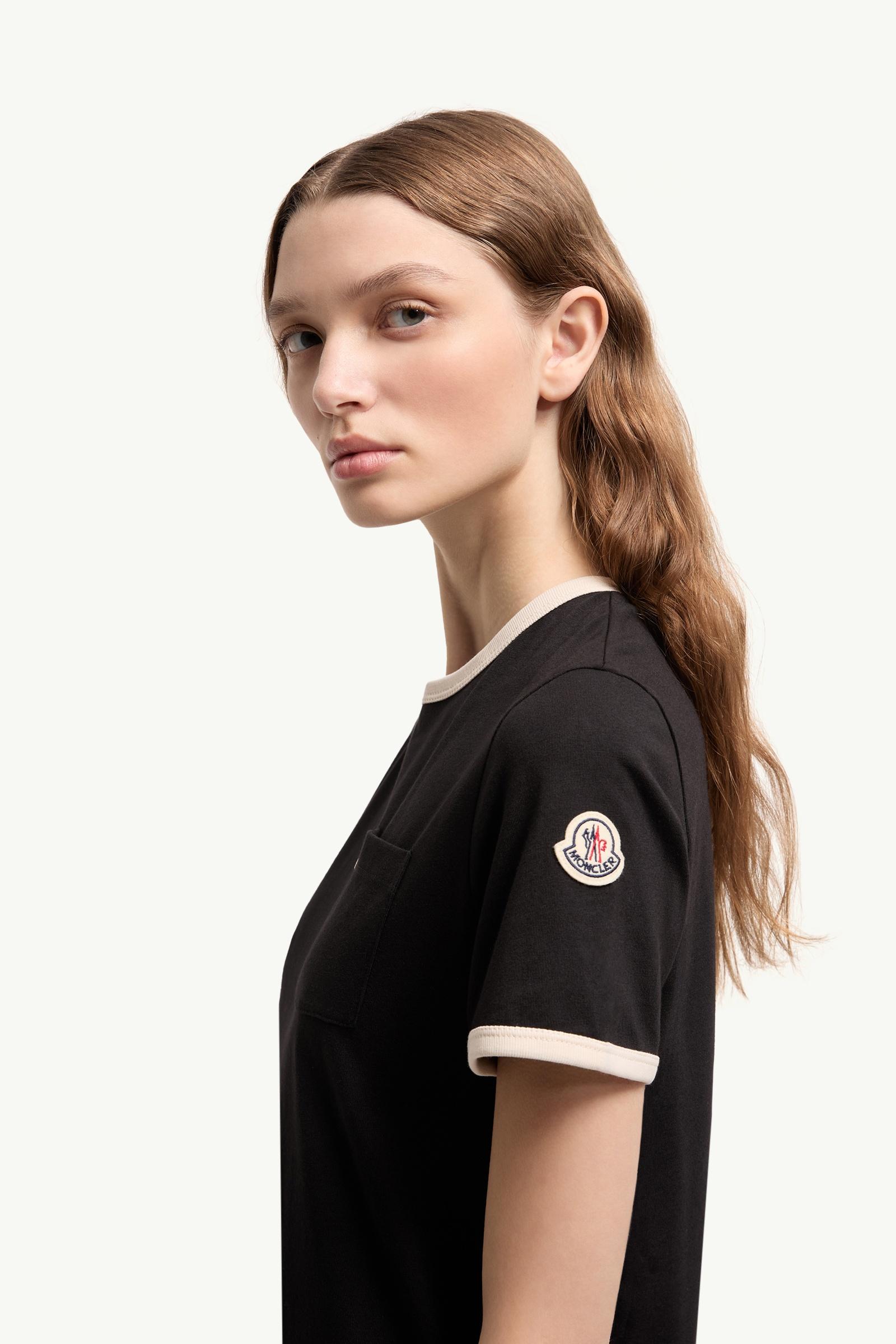 Moncler Embroidered Logo Cotton T-Shirt Black Black