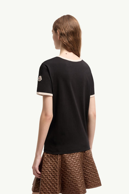Moncler Embroidered Logo Cotton T-Shirt Black Black