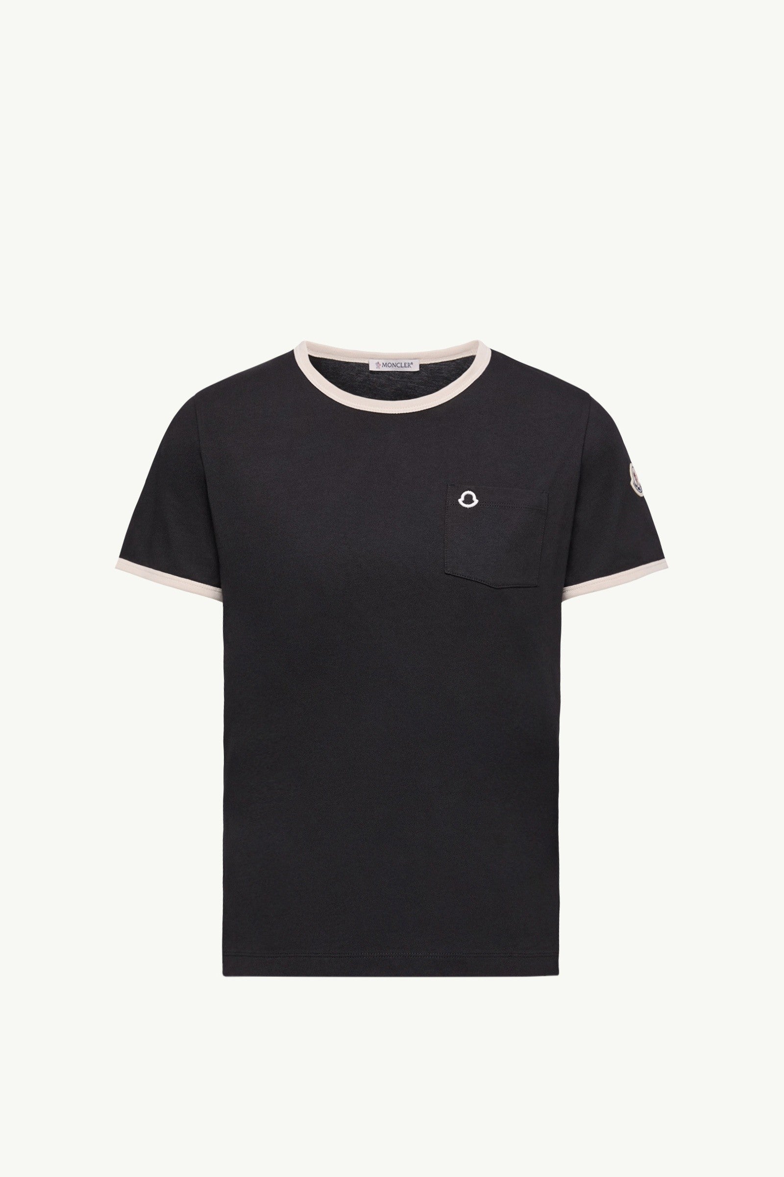 Moncler Embroidered Logo Cotton T-Shirt Black Black