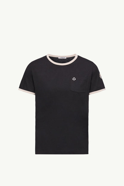 Moncler Embroidered Logo Cotton T-Shirt Black Black