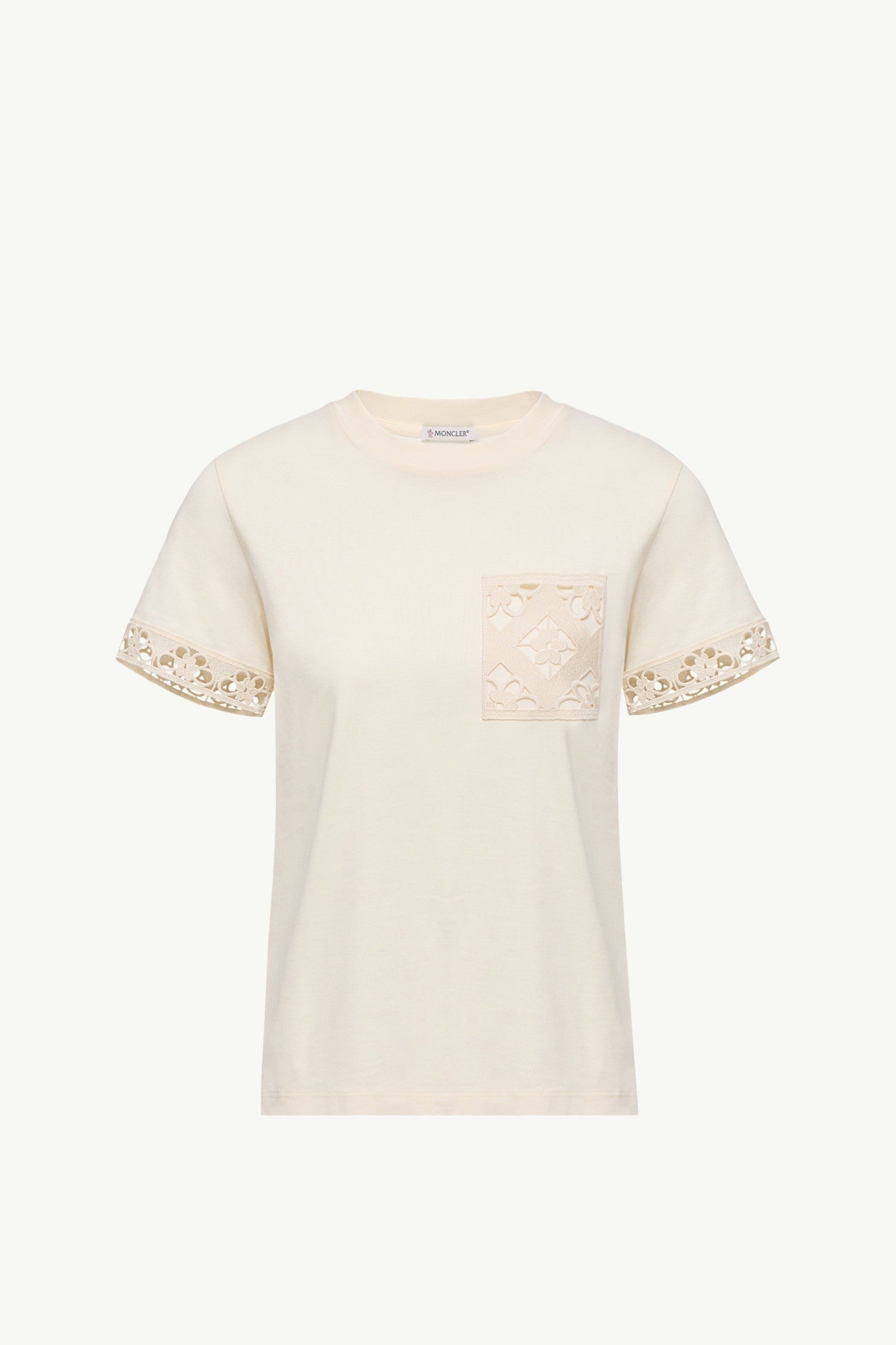 Moncler Macramé-Trimmed Cotton T-Shirt White White