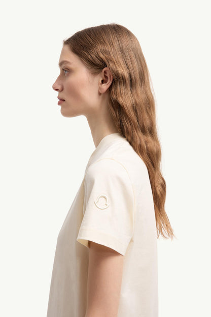 Moncler Embroidered Logo Cotton T-Shirt White White