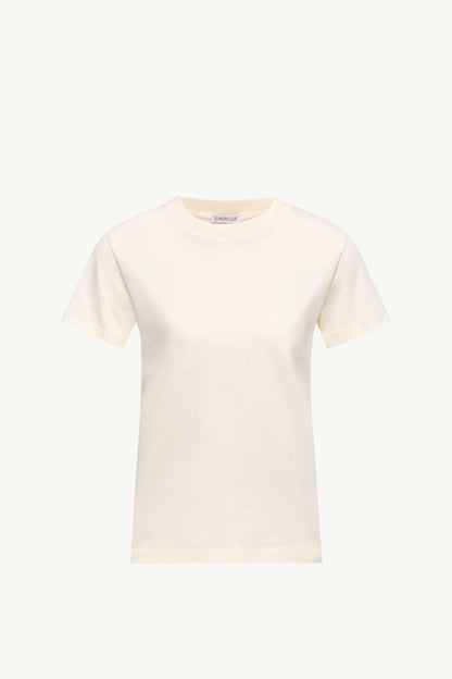 Moncler Embroidered Logo Cotton T-Shirt White White