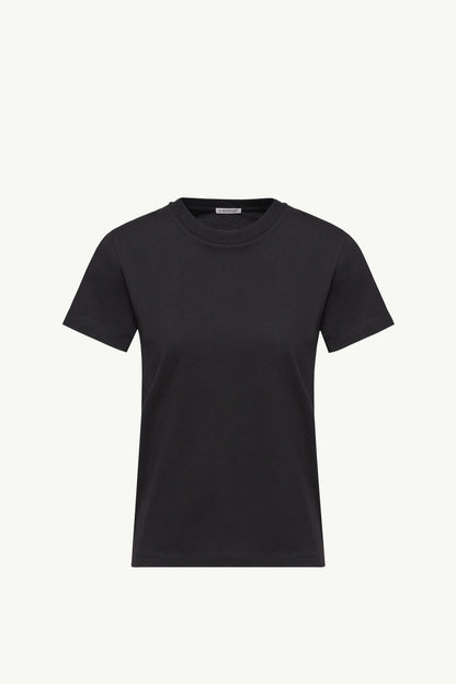 Moncler Embroidered Logo Cotton T-Shirt Black Black
