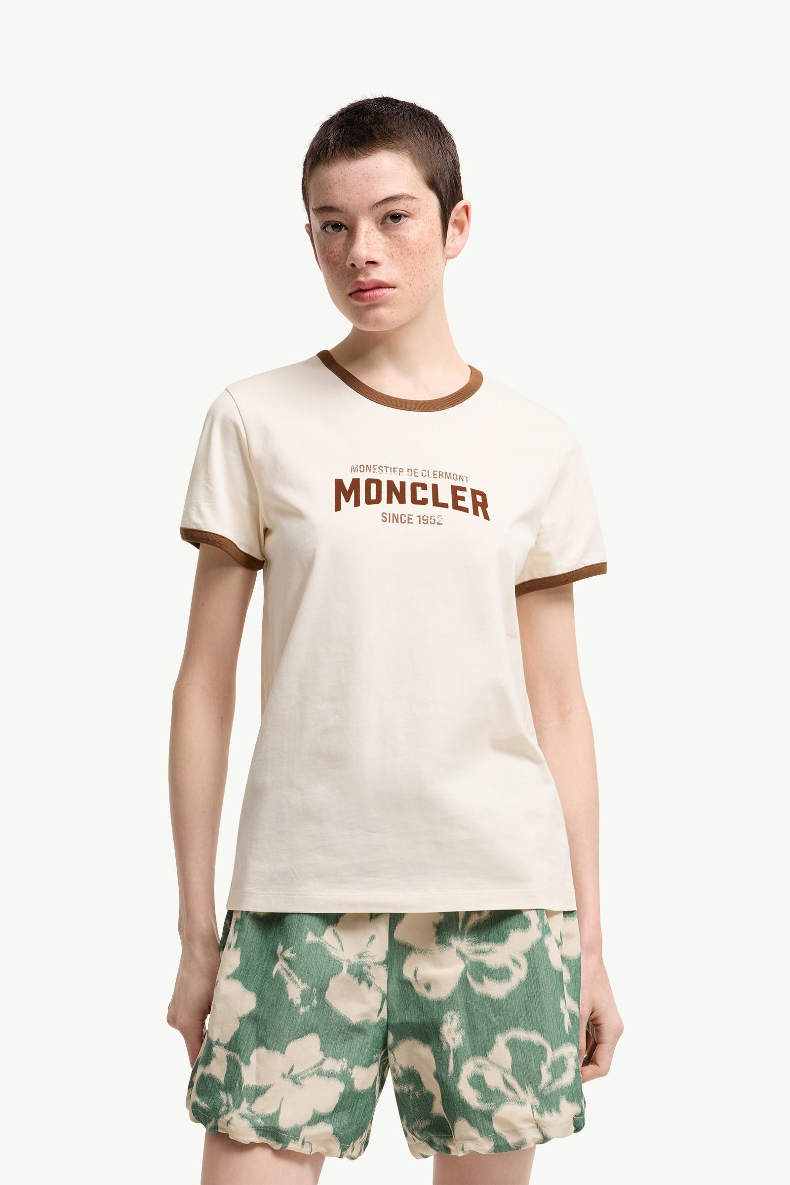 Moncler Flock Logo Jersey T-Shirt White Ivory White Ivory