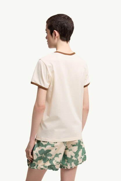 Moncler Flock Logo Jersey T-Shirt White Ivory White Ivory