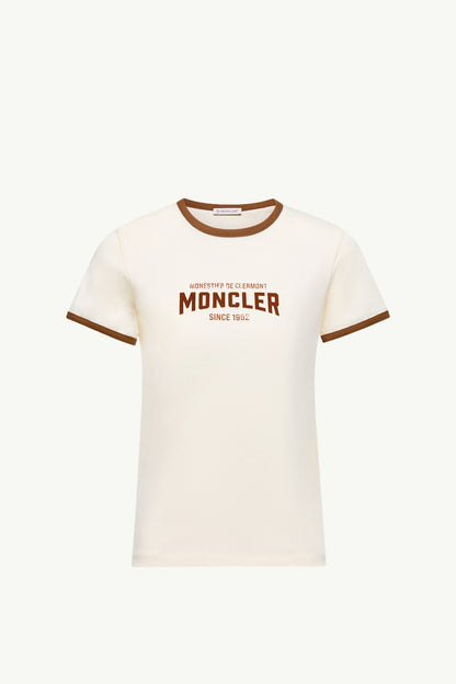 Moncler Flock Logo Jersey T-Shirt White Ivory White Ivory