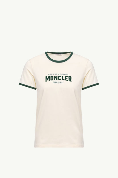 Moncler Flock Logo Jersey T-Shirt White Ivory White Ivory