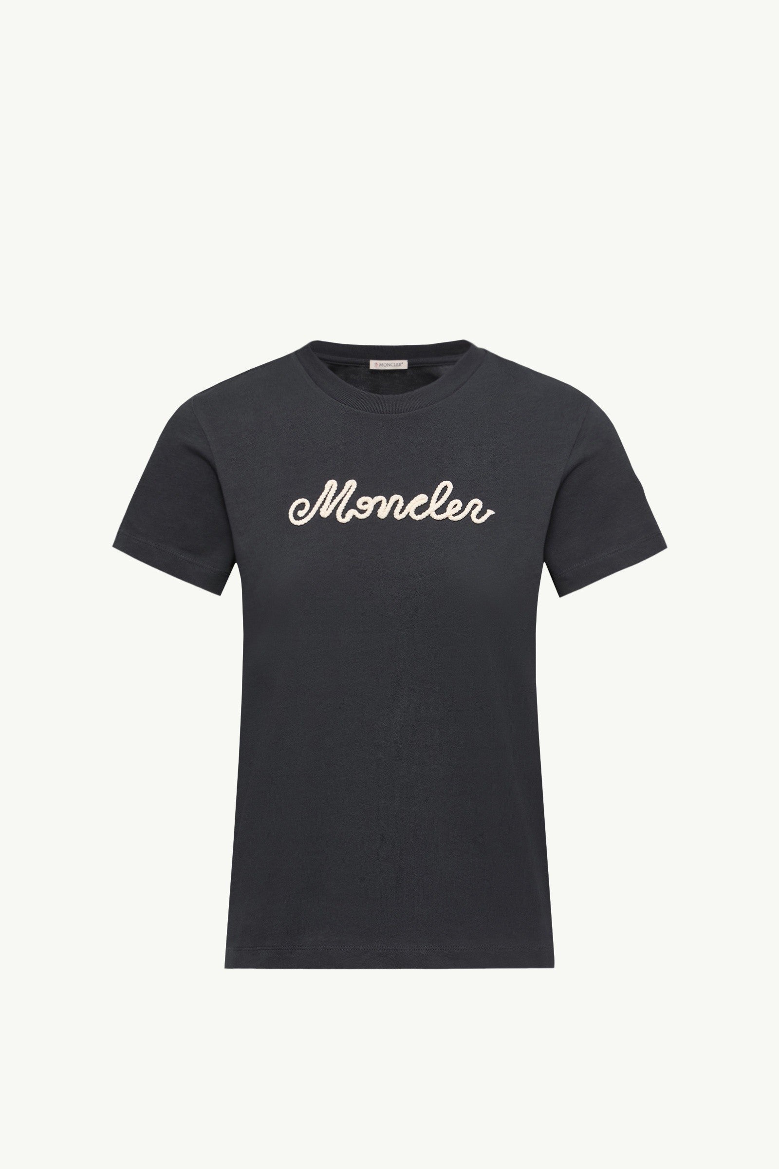 Moncler Logo Embroidery Cotton T-Shirt Navy Blue Navy Blue