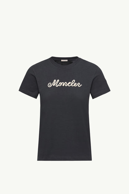 Moncler Logo Embroidery Cotton T-Shirt Navy Blue Navy Blue