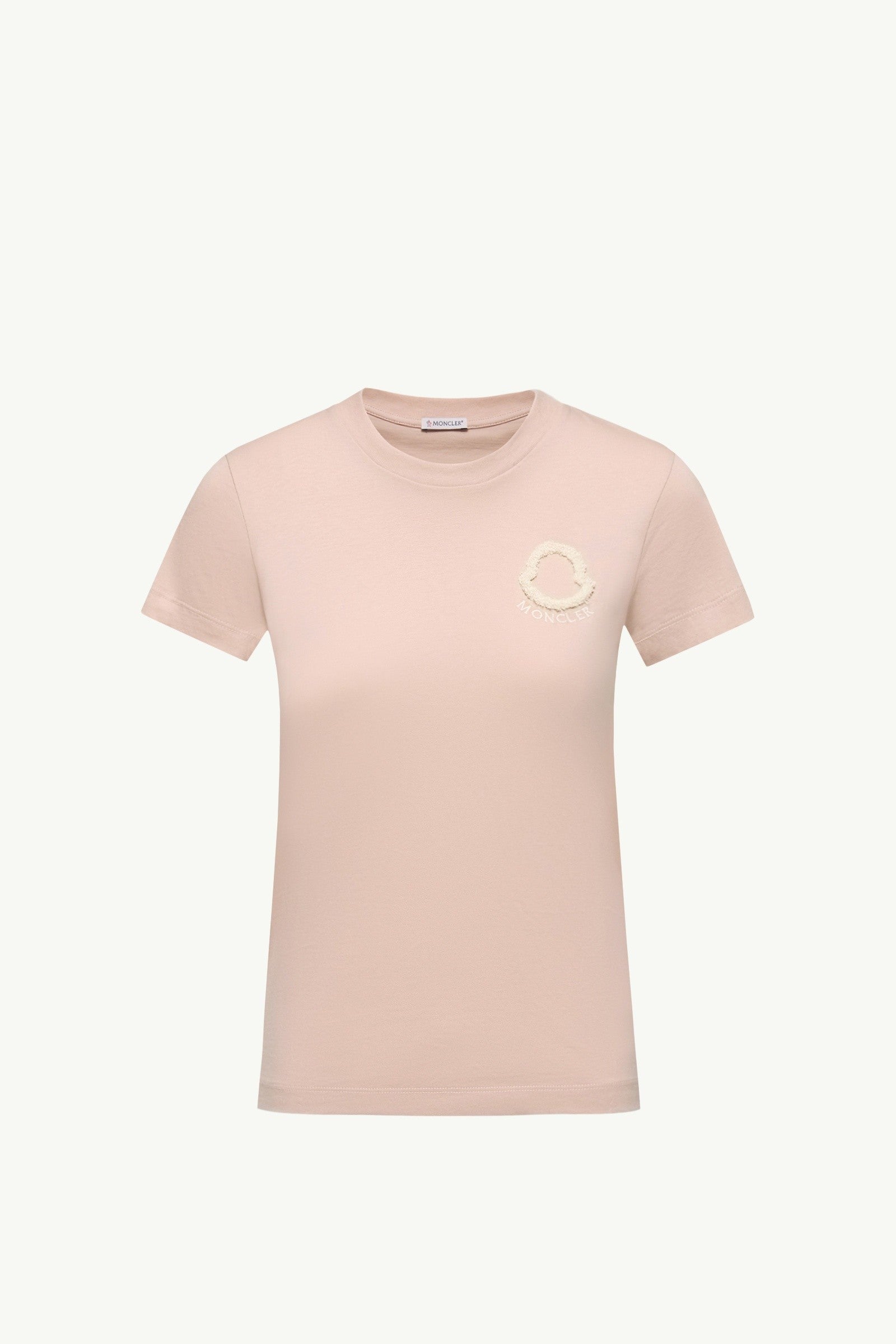 Moncler Embroidered Logo Cotton T-Shirt Pink Pink