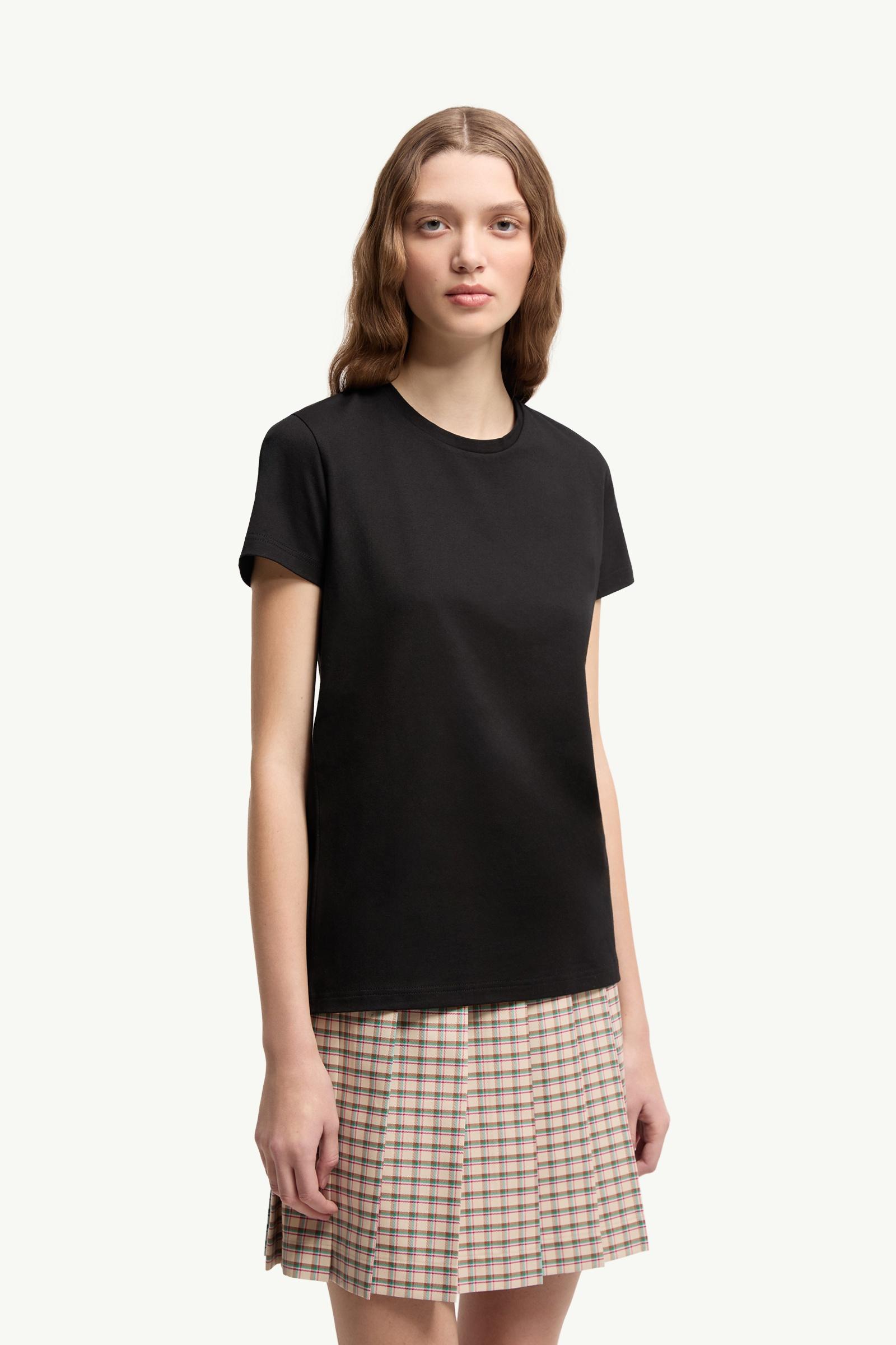 Moncler Logo Patch Cotton Jersey T-Shirt Black Black