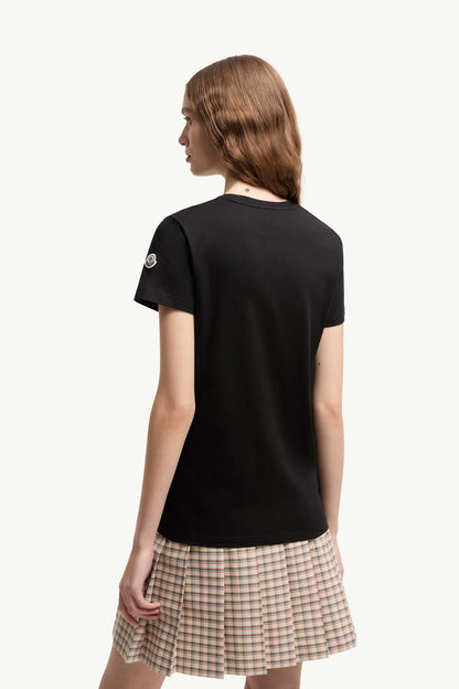 Moncler Logo Patch Cotton Jersey T-Shirt Black Black