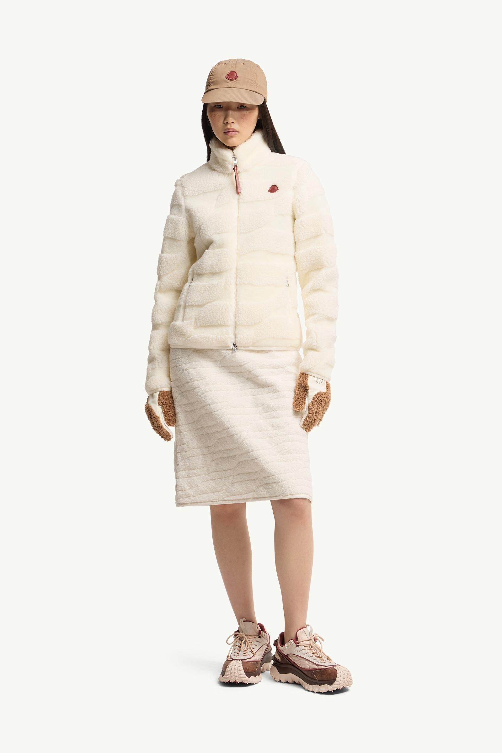 Moncler Teddy Jacquard Padded Zip-Up Cardigan White Ivory White Ivory