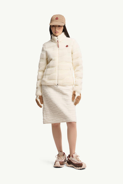 Moncler Teddy Jacquard Padded Zip-Up Cardigan White Ivory White Ivory