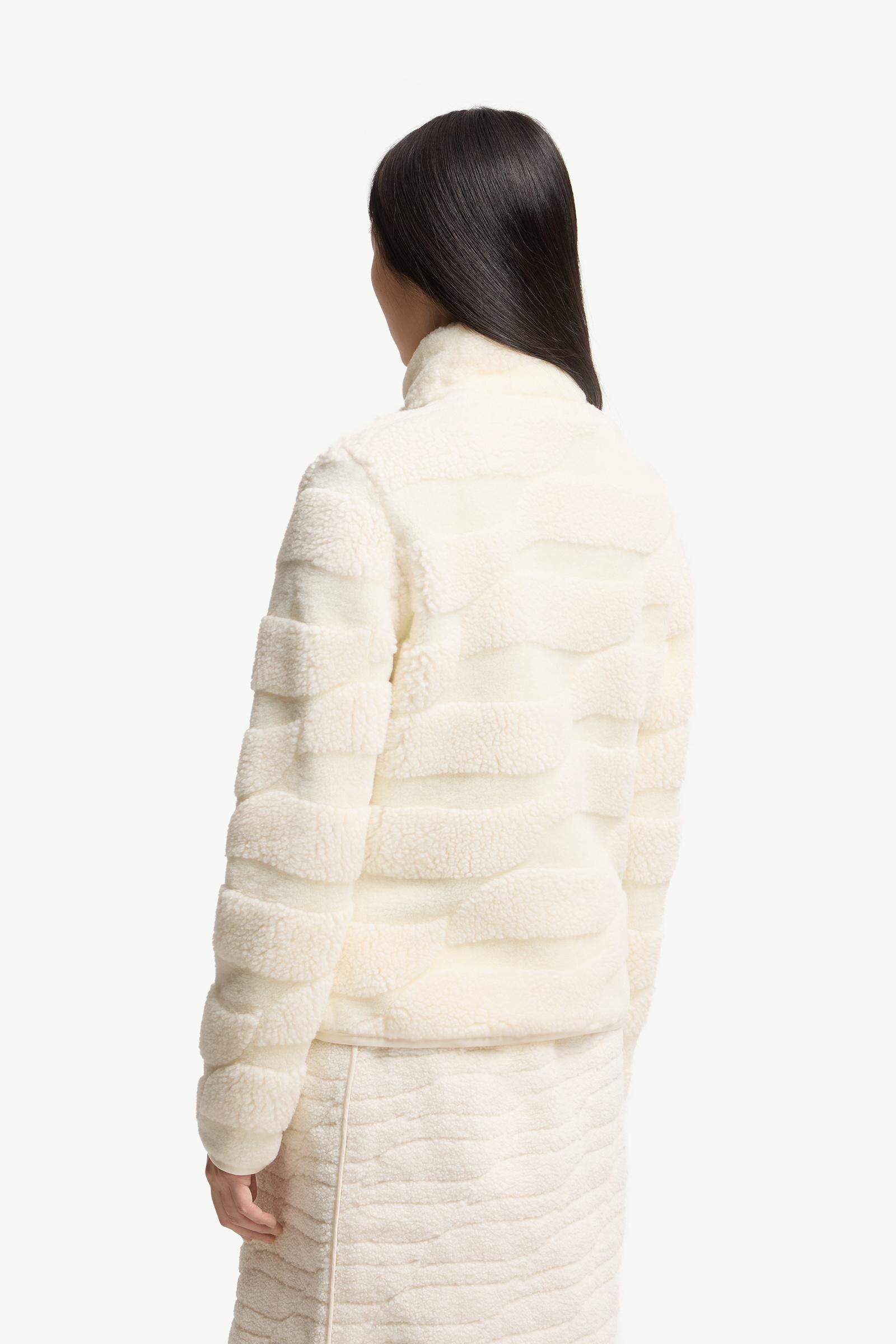 Moncler Teddy Jacquard Padded Zip-Up Cardigan White Ivory White Ivory