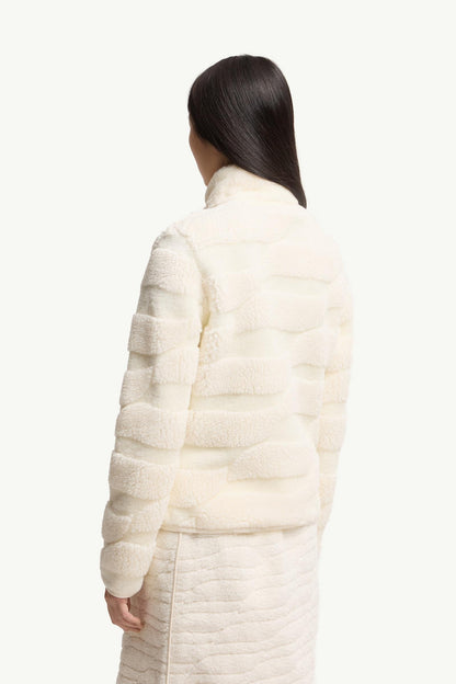 Moncler Teddy Jacquard Padded Zip-Up Cardigan White Ivory White Ivory