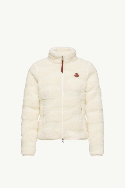Moncler Teddy Jacquard Padded Zip-Up Cardigan White Ivory White Ivory
