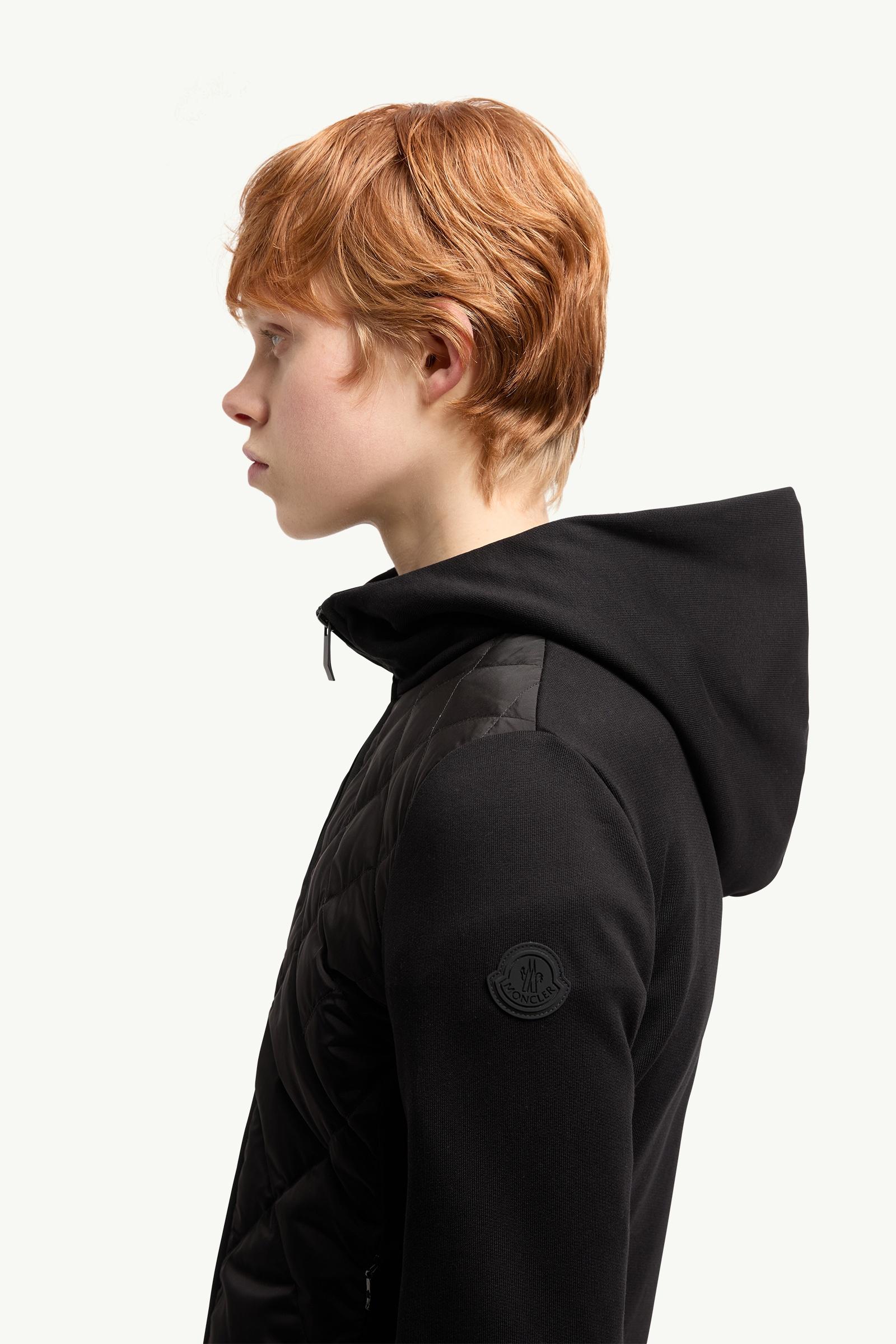 Moncler Cotton Fleece Padded Zip-Up Hoodie Black Black