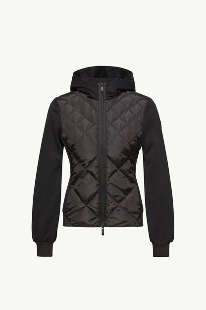 Moncler Cotton Fleece Padded Zip-Up Hoodie Black Black