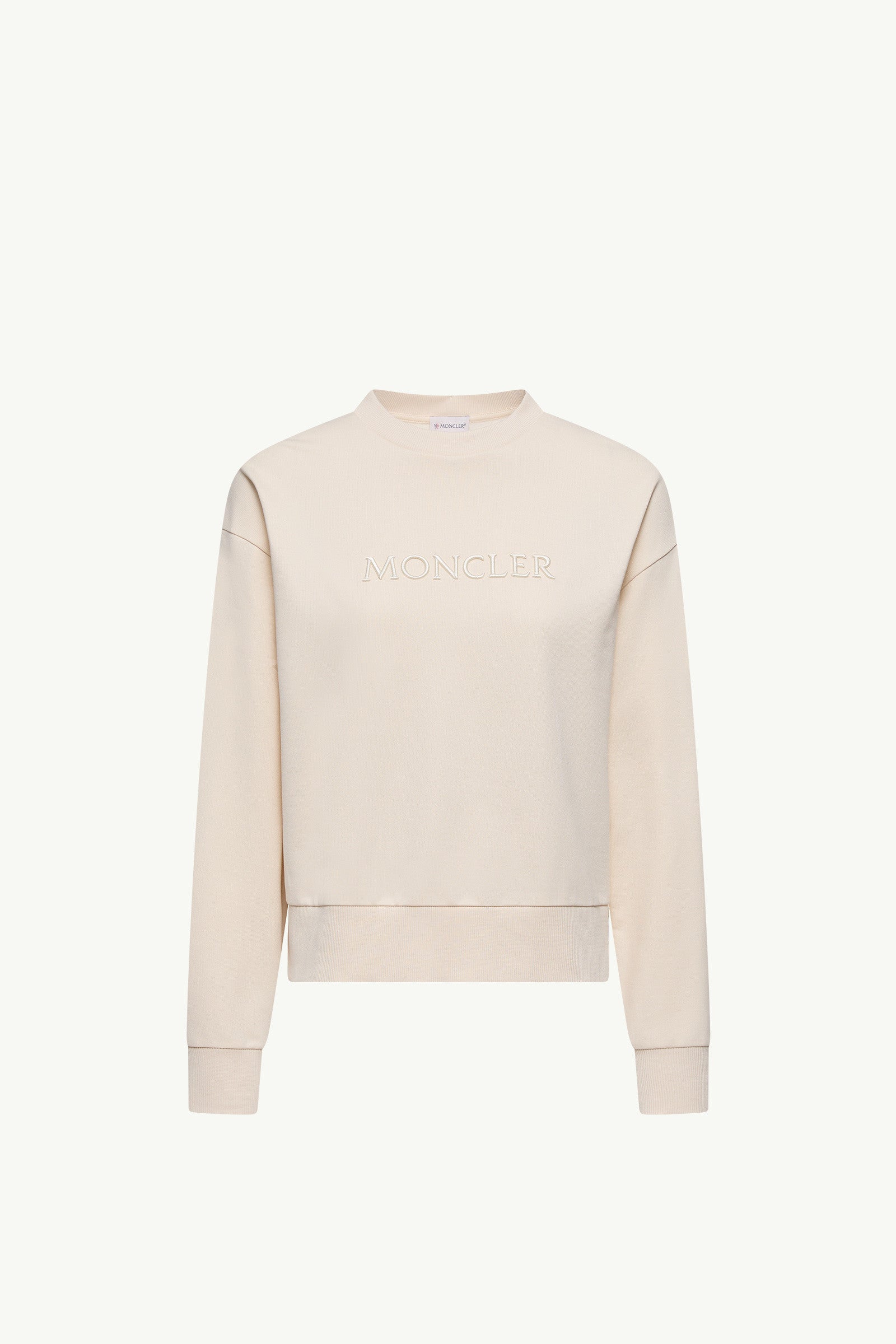 Moncler Embroidered Logo Cotton Sweatshirt White Ivory White Ivory