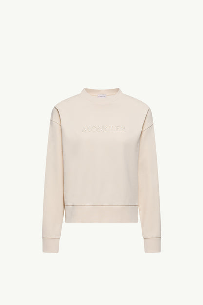 Moncler Embroidered Logo Cotton Sweatshirt White Ivory White Ivory