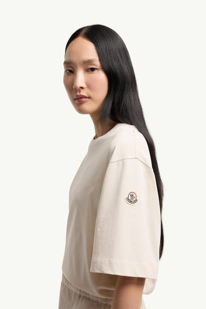 Moncler Cotton Blend Mini T-Shirt Dress White Ivory White Ivory