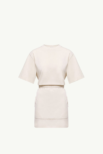 Moncler Cotton Blend Mini T-Shirt Dress White Ivory White Ivory