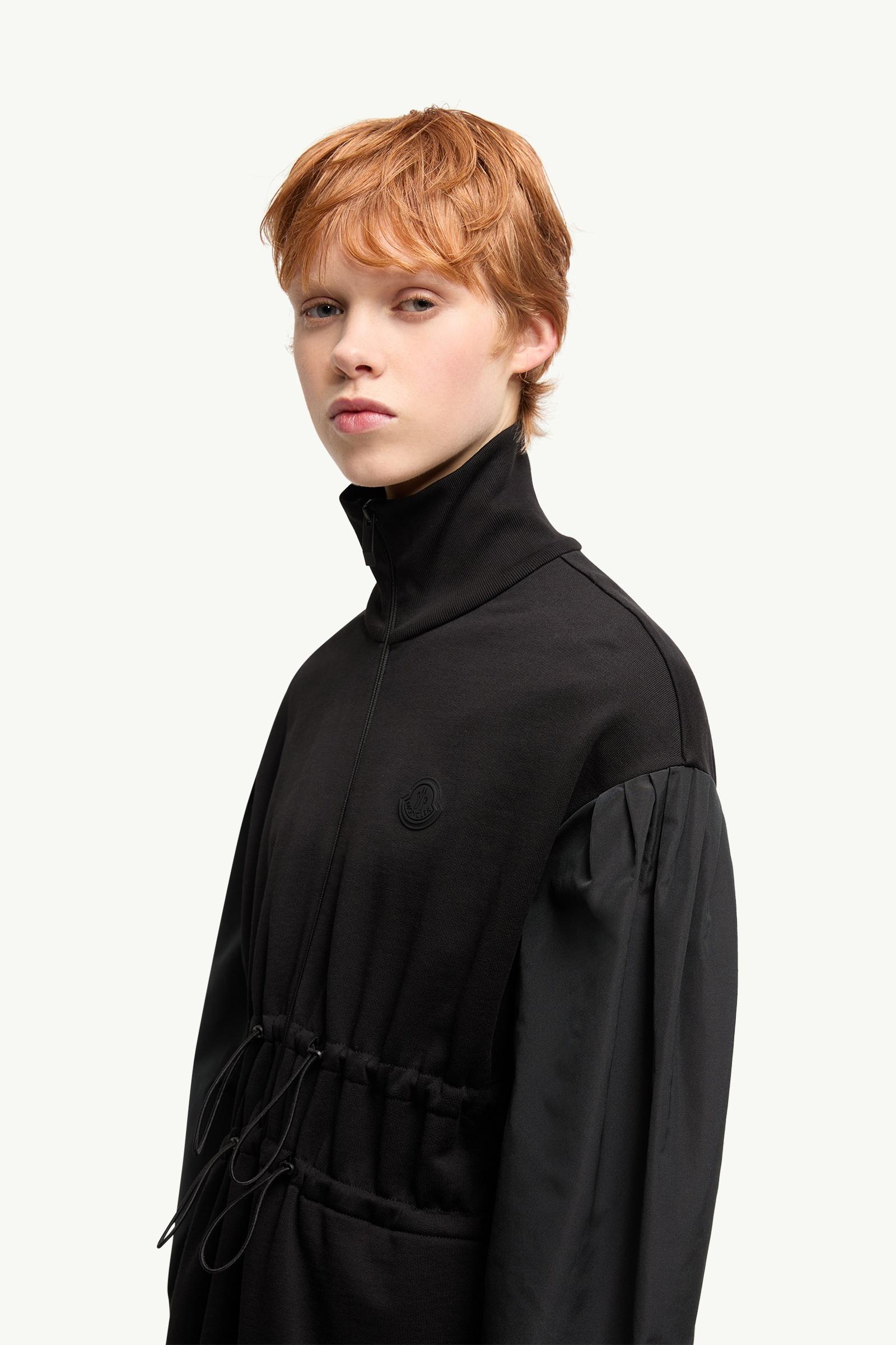 Moncler Cotton Fleece Sweatshirt Zip-Up Dress Black Black