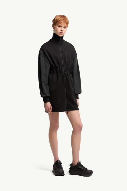 Moncler Cotton Fleece Sweatshirt Zip-Up Dress Black Black