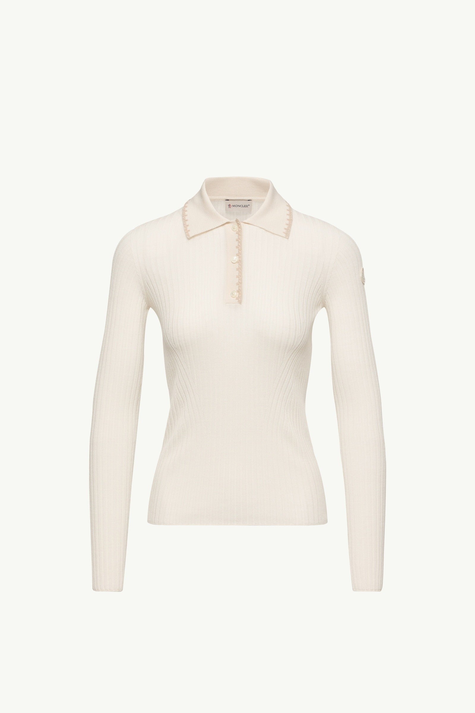 Moncler Wool Long Sleeve Polo Shirt Ochre Yellow Ochre Yellow
