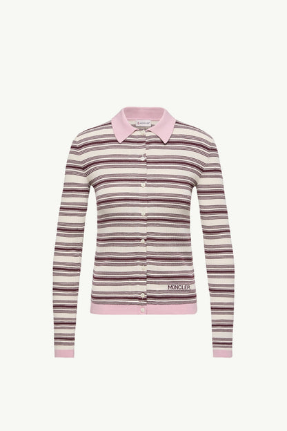Moncler Cotton Crêpe Polo Shirt Brown & Pink Brown & Pink