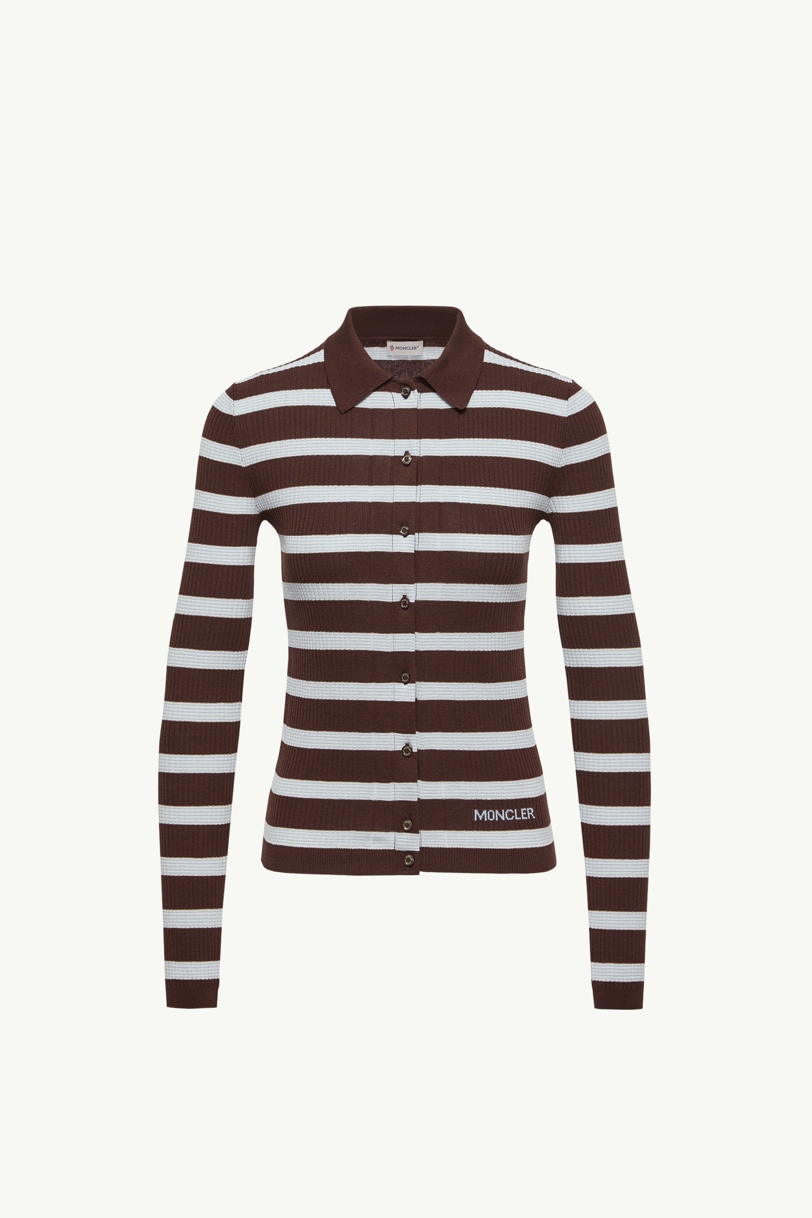 Moncler Cotton Crêpe Polo Shirt White & Brown White & Brown