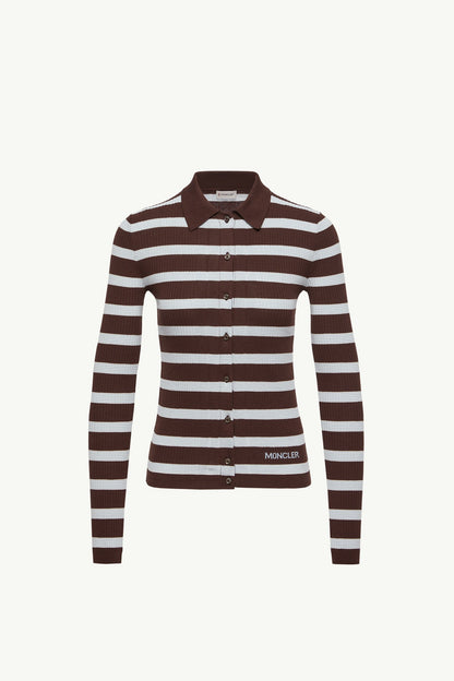 Moncler Cotton Crêpe Polo Shirt White & Brown White & Brown