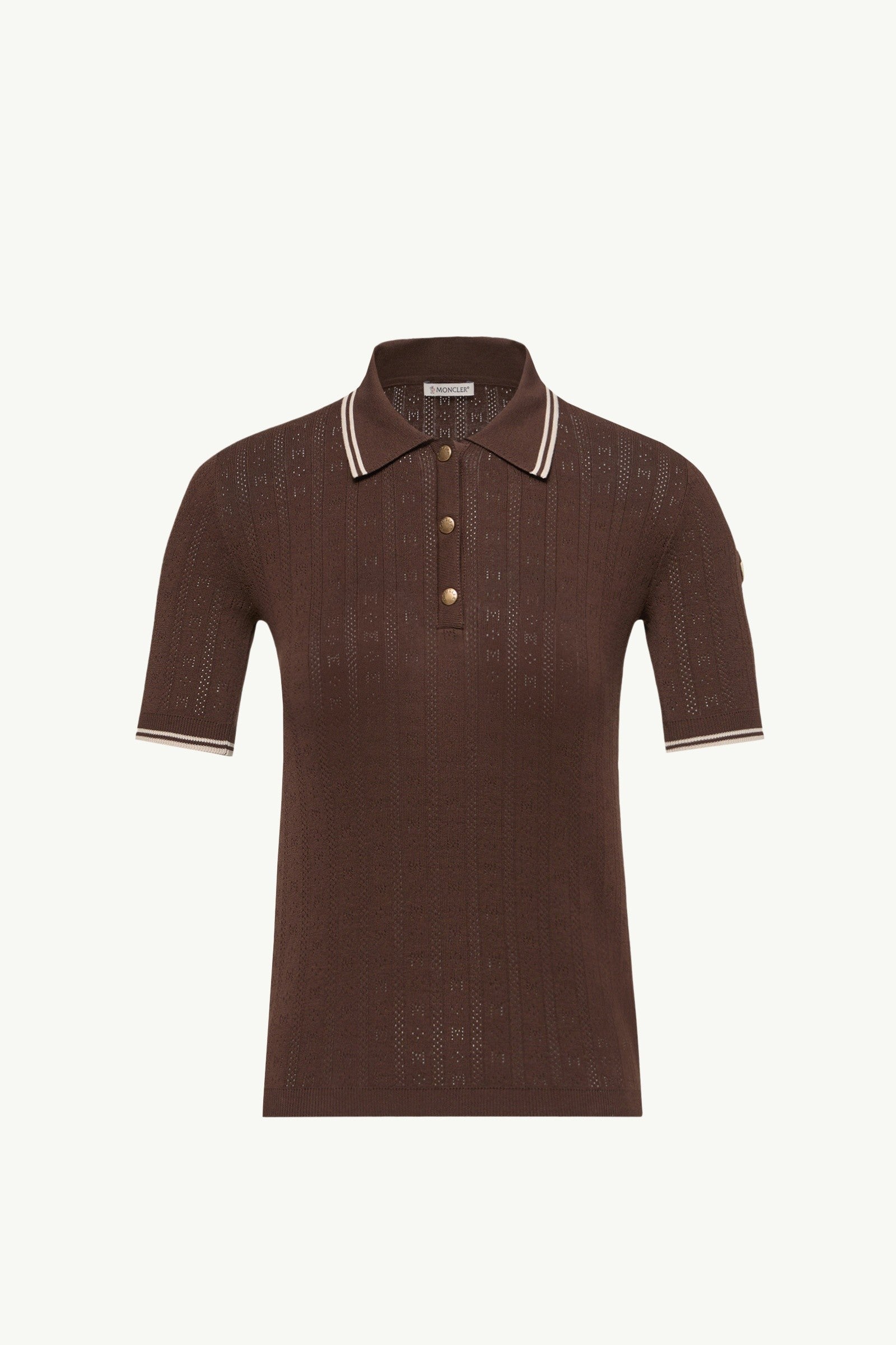 Moncler Rhombus & Logo Pattern Cotton Polo Shirt Brown Brown