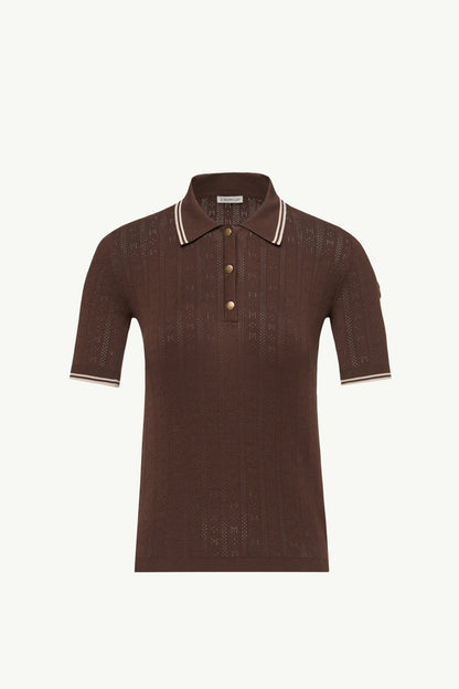 Moncler Rhombus & Logo Pattern Cotton Polo Shirt Brown Brown