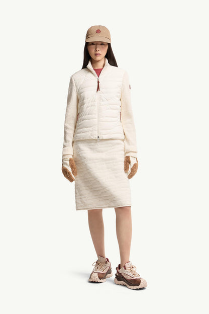 Moncler Cotton Blend Padded Zip-Up Cardigan White Ivory White Ivory