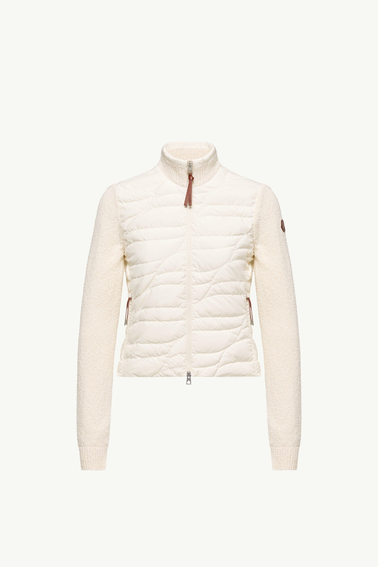 Moncler Cotton Blend Padded Zip-Up Cardigan White Ivory White Ivory