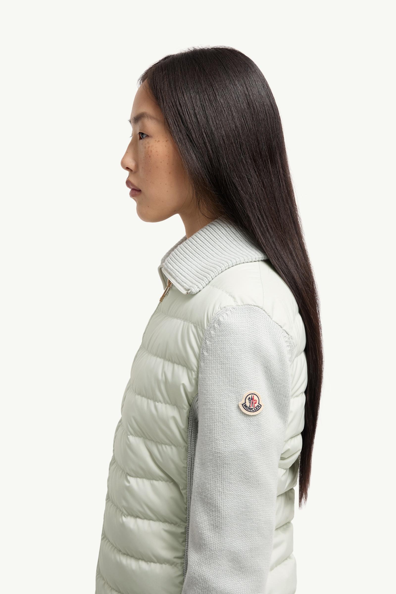 Moncler Padded Wool Zip-Up Cardigan Light Green Light Green