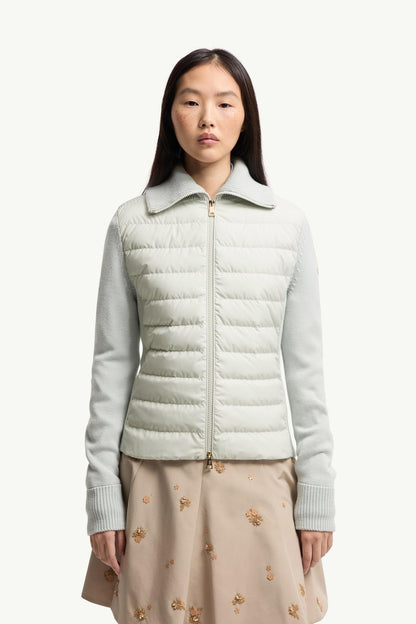 Moncler Padded Wool Zip-Up Cardigan Light Green Light Green